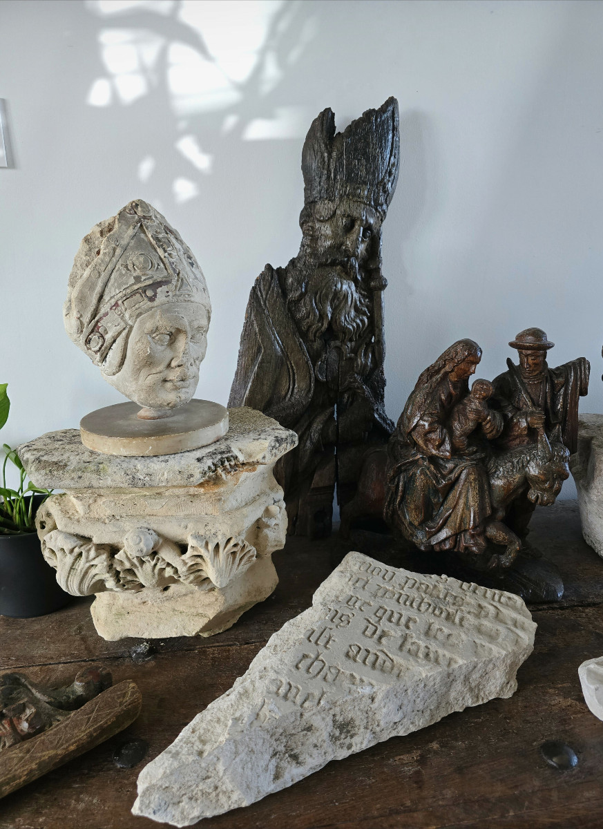 Fragment With Gothic Inscriptions - Epitaph - 13th/14th Century.-photo-2