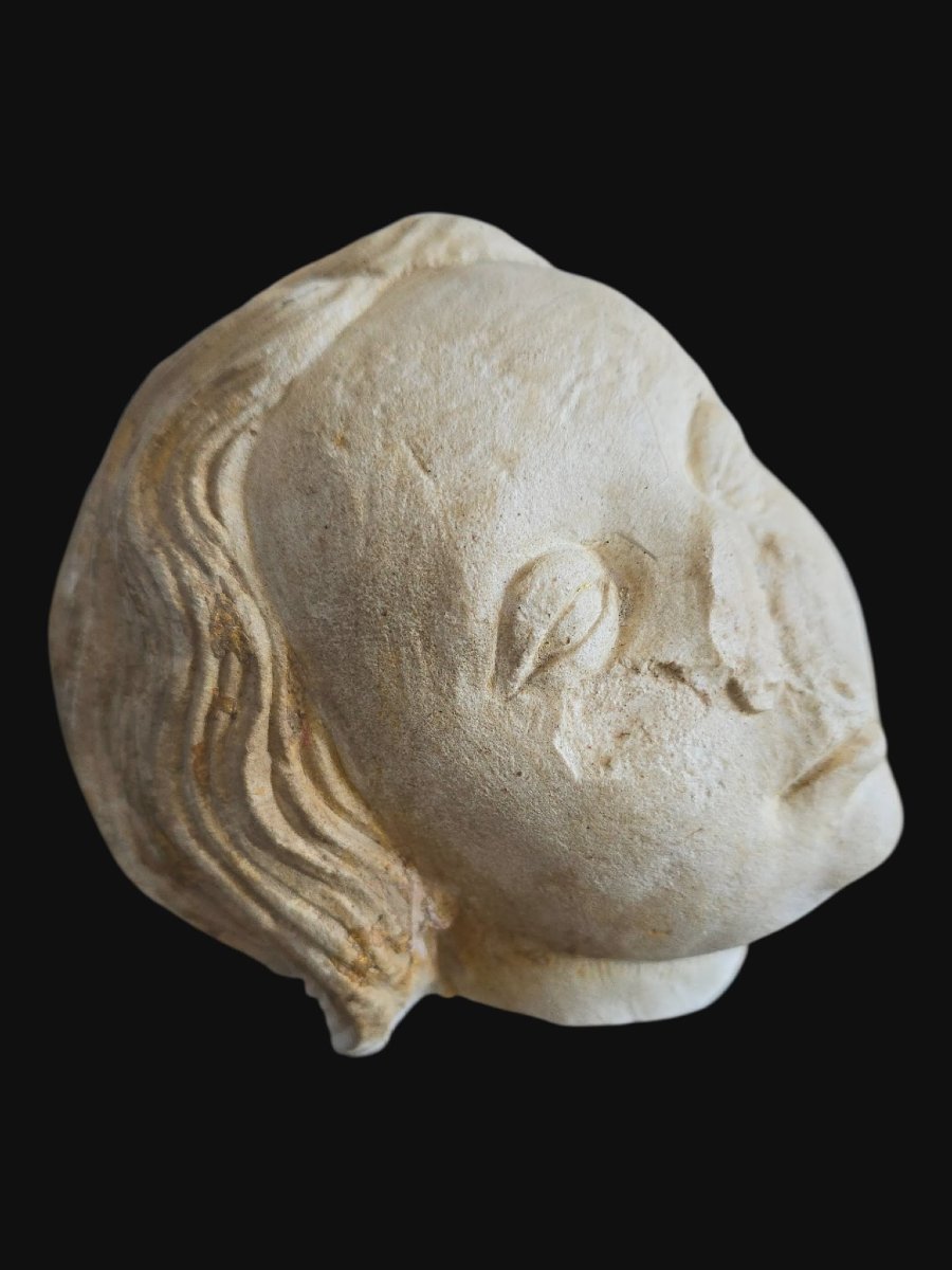 Tête en pierre calcaire - Bourgogne - 16ème siècle -photo-2