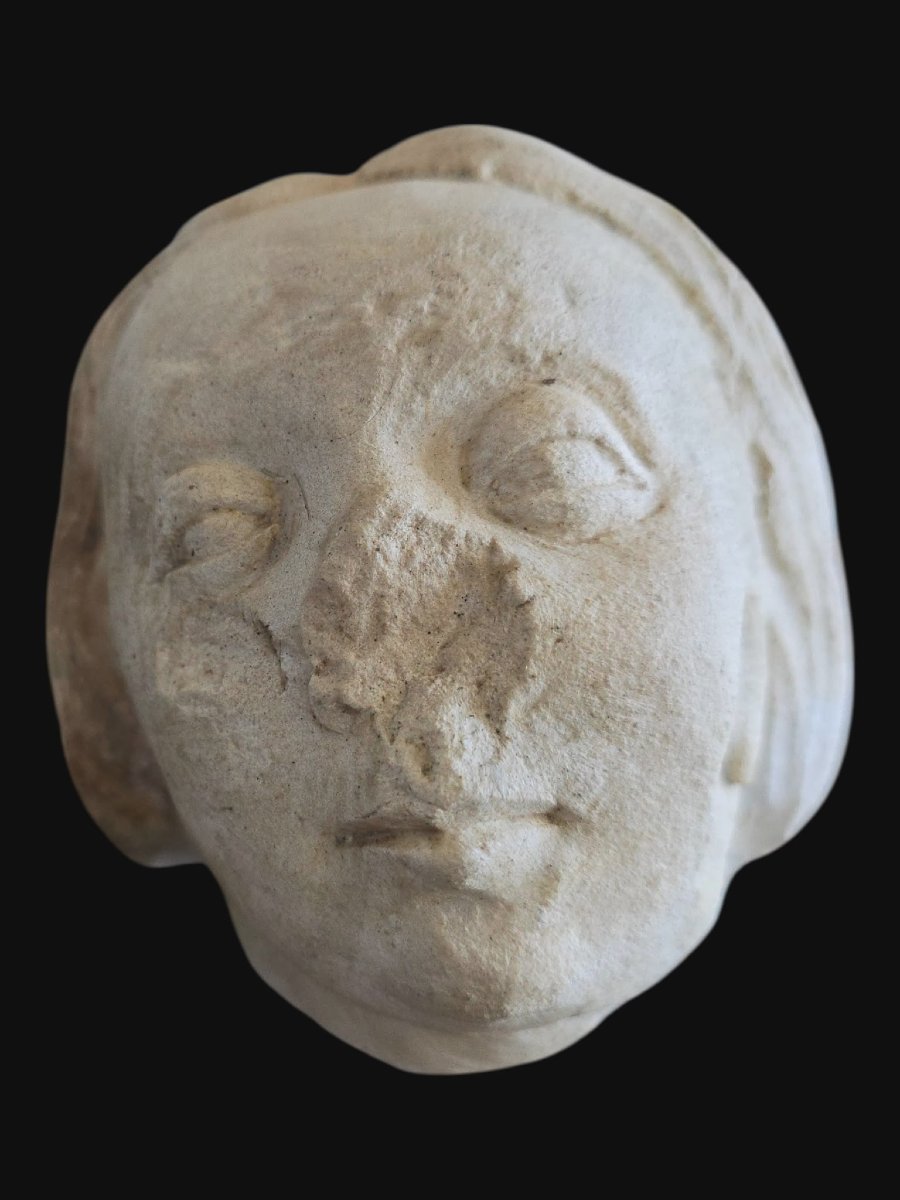 Tête en pierre calcaire - Bourgogne - 16ème siècle -photo-3