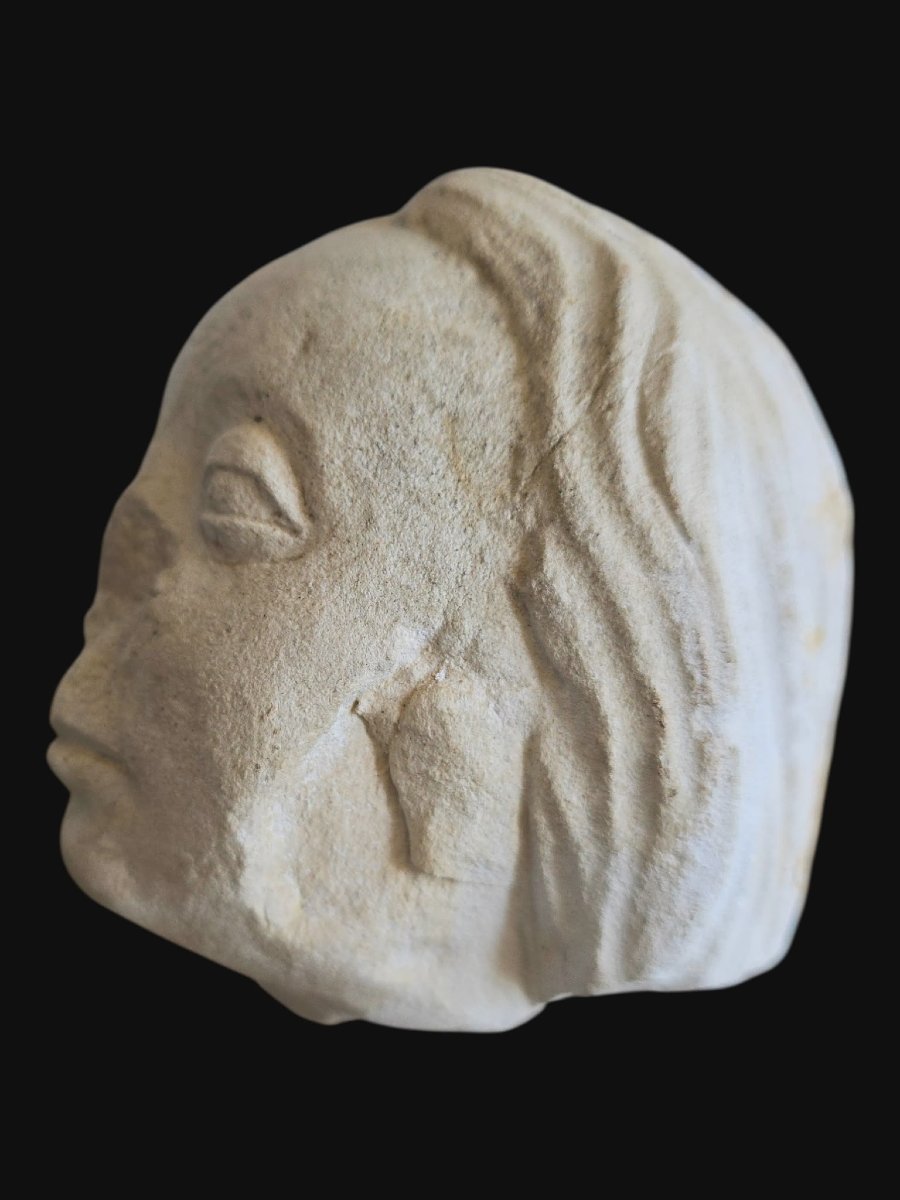 Tête en pierre calcaire - Bourgogne - 16ème siècle -photo-4