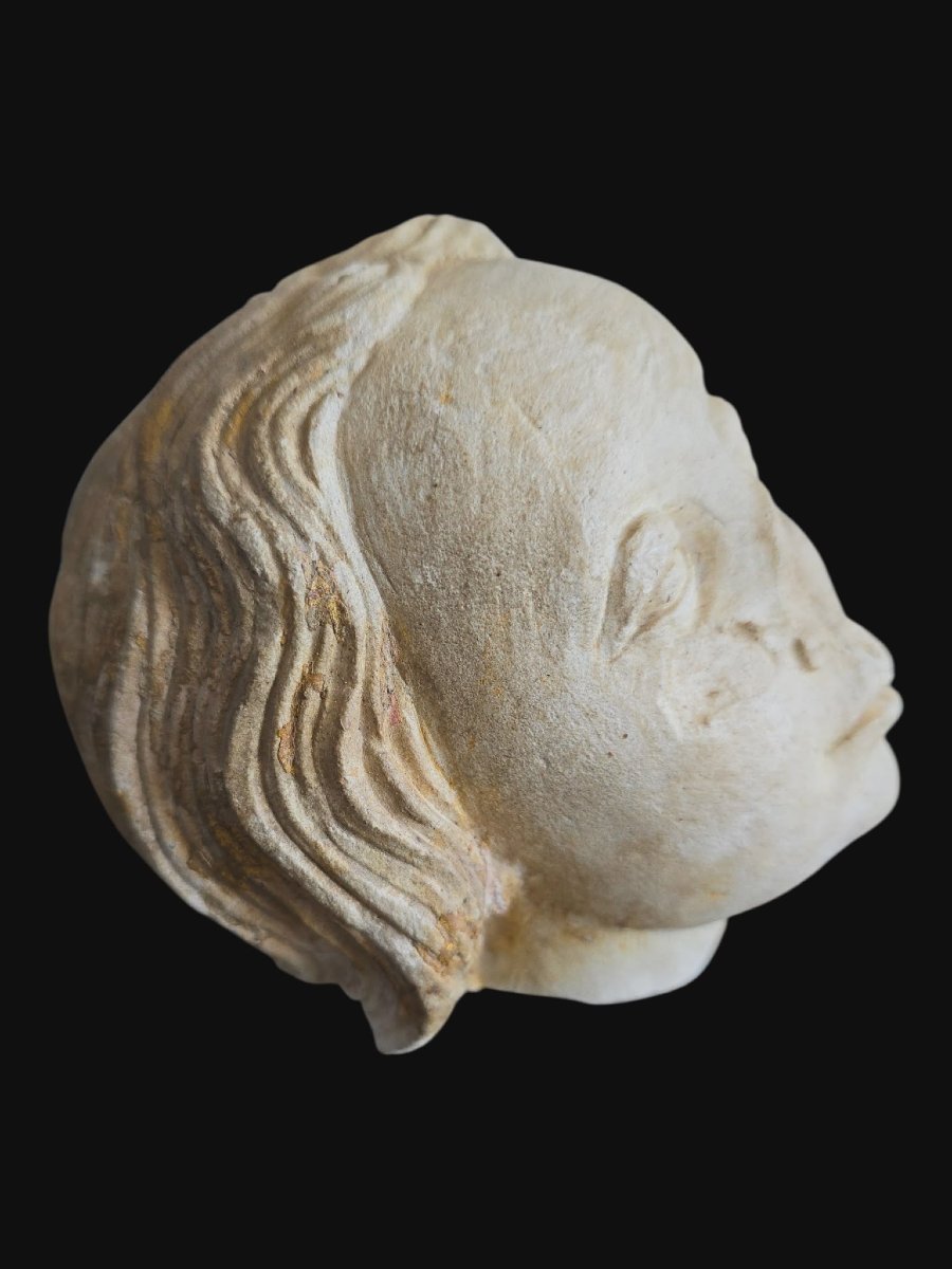 Tête en pierre calcaire - Bourgogne - 16ème siècle -photo-1