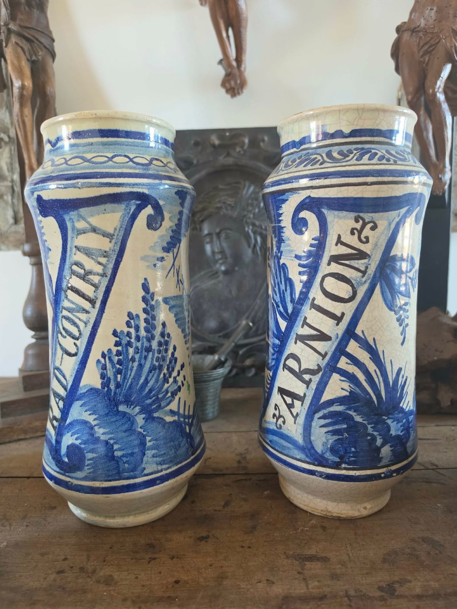 Lot de deux Albarellos - Espagne -  XIX ème 