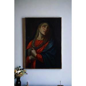 Mater Dolorosa - Huile Sur Toile -ecole Italienne XVIIIème