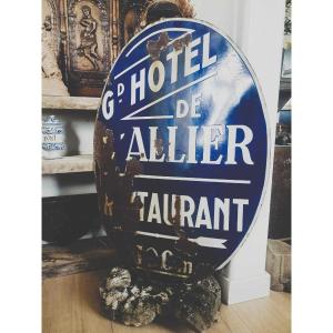 Enameled Plaque - Grand Hotel De l'Allier - Moulins Early 20th Century