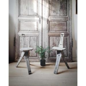 Paire De Chaises De Vigneron - " Pelle à Cul " - Art Populaire