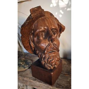 Tête de saint Jacques - Chêne - 17ème siècle