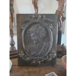 Carved Wood Panel - Portrait Of A Woman - 18th/19th Century