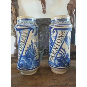 Set Of Two Albarellos - Spain - 19th Century