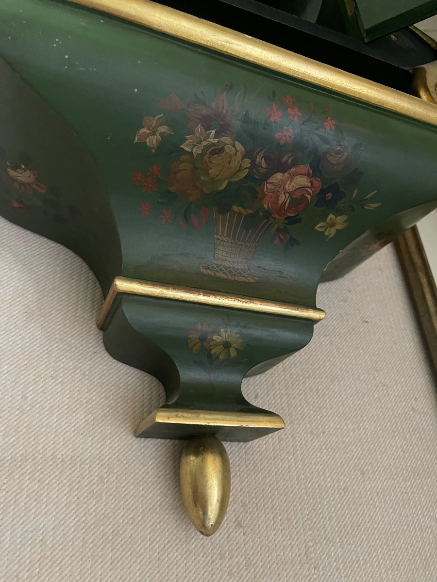 Cartel neuchâtelois sonnerie aux quarts - décor vert et polychrome-photo-3