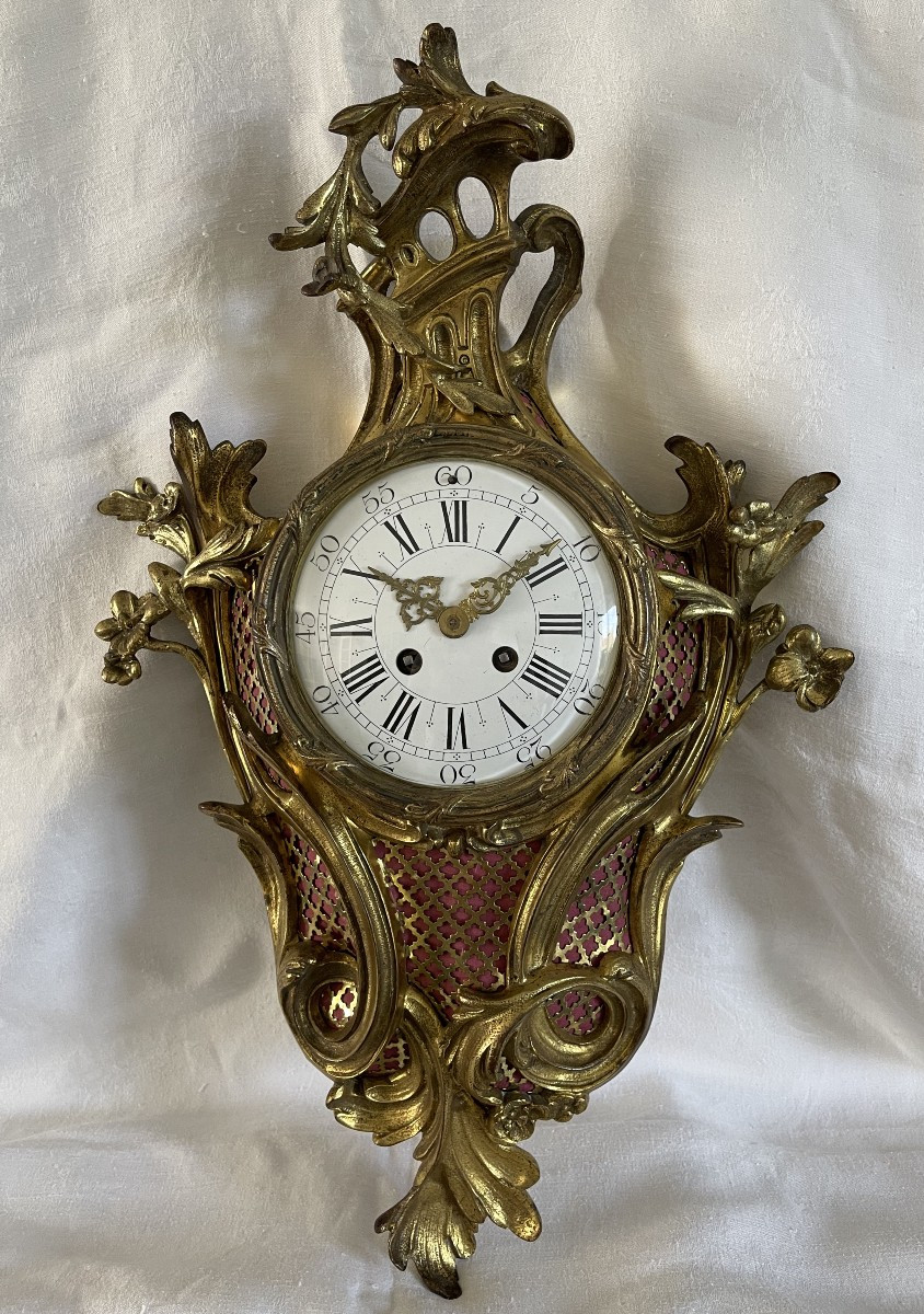 Cartel en bronze doré style Louis XV  