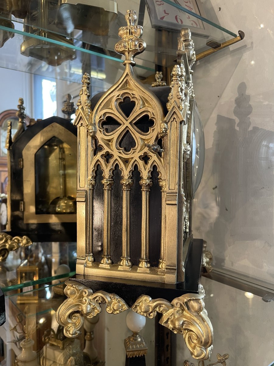 Pendule anglaise néo-gothique à la cathédrale - époque George IV-photo-2