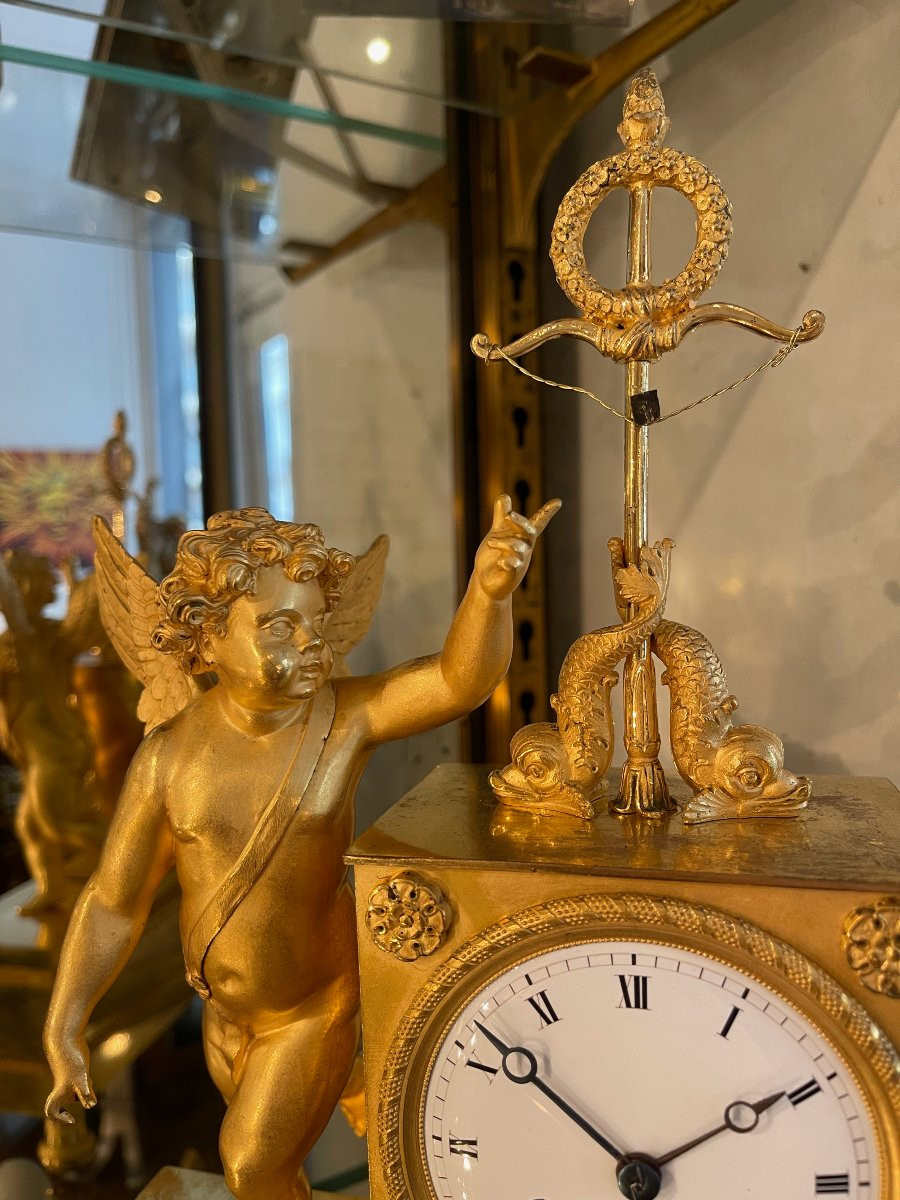 Gilt Bronze "eros" Clock - Empire Period-photo-2