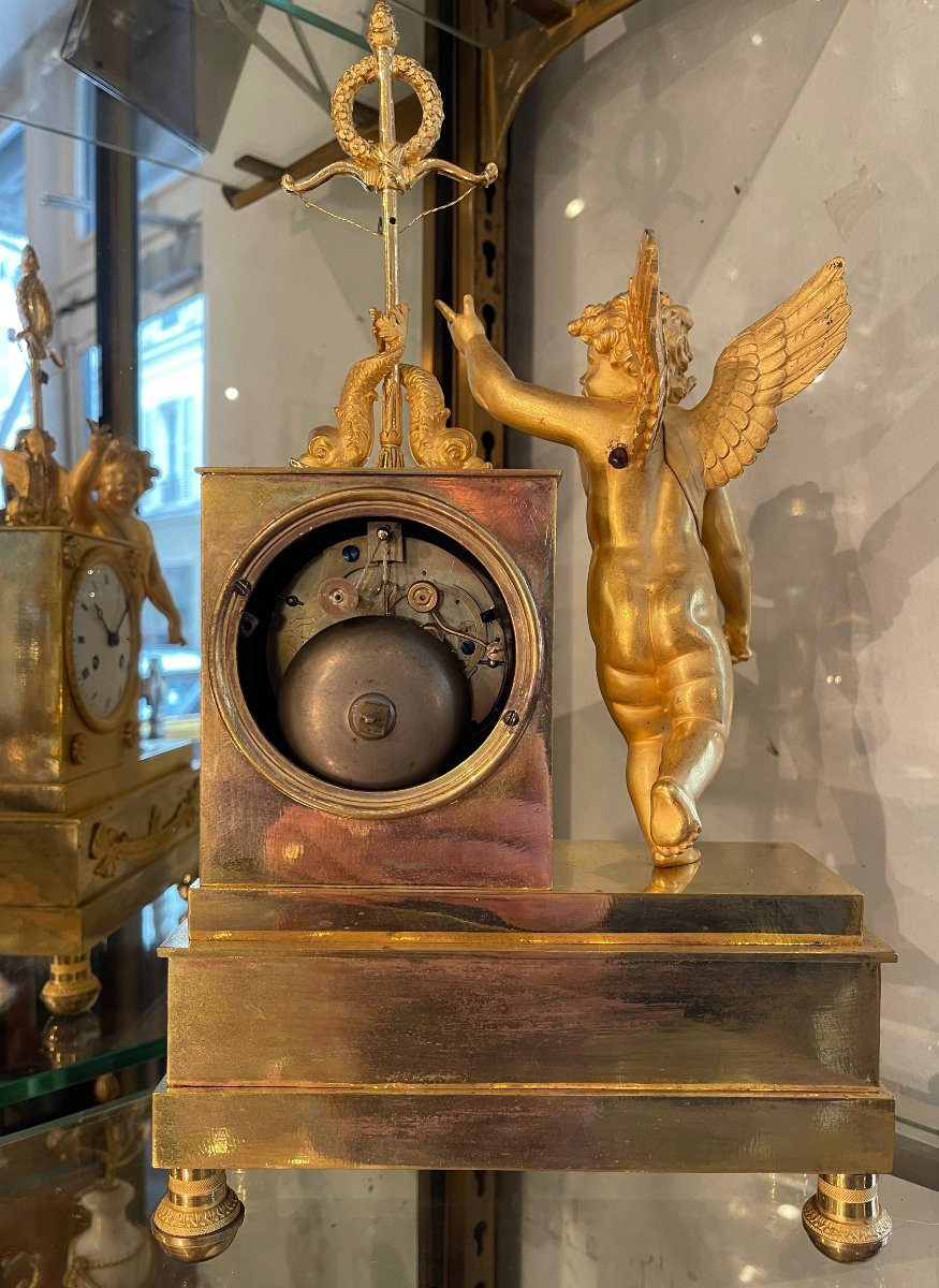 Gilt Bronze "eros" Clock - Empire Period-photo-3