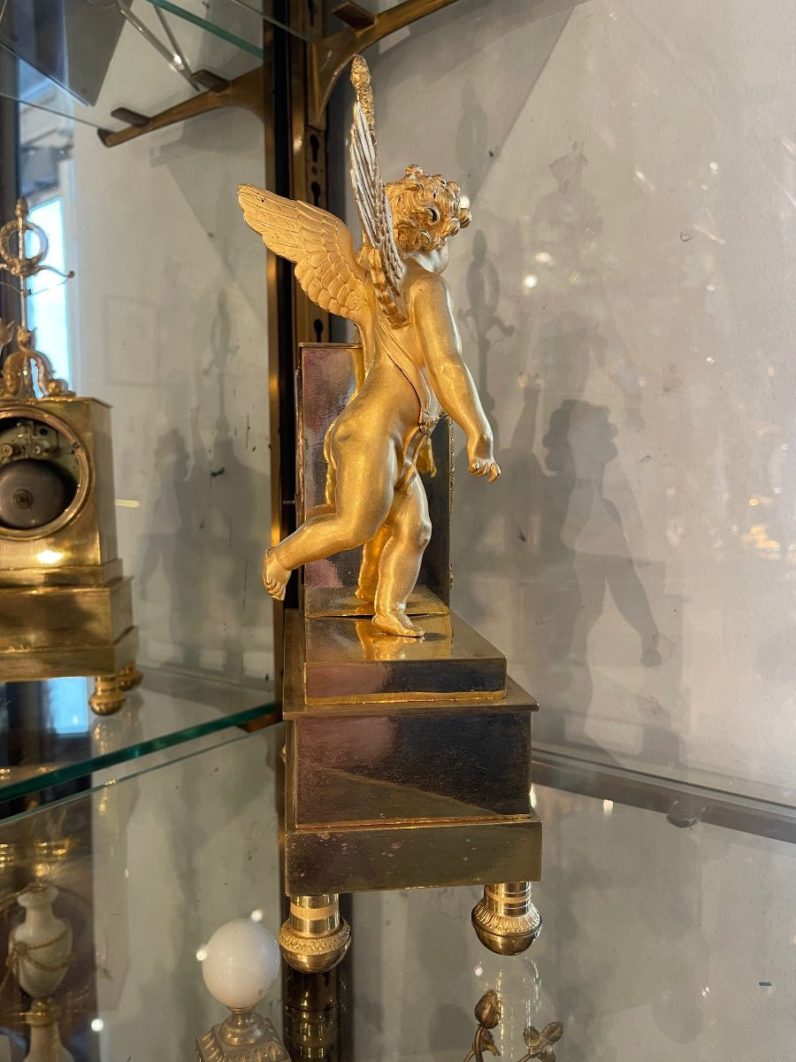 Gilt Bronze "eros" Clock - Empire Period-photo-1