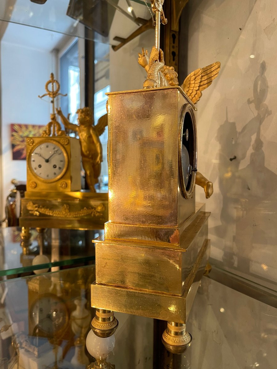 Gilt Bronze "eros" Clock - Empire Period-photo-5