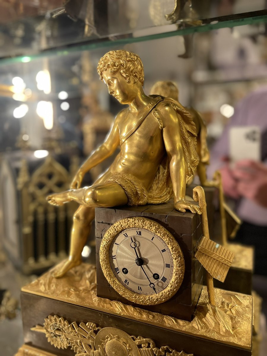 Pendule "Au tireur d'épine" bronze doré et patiné -photo-4