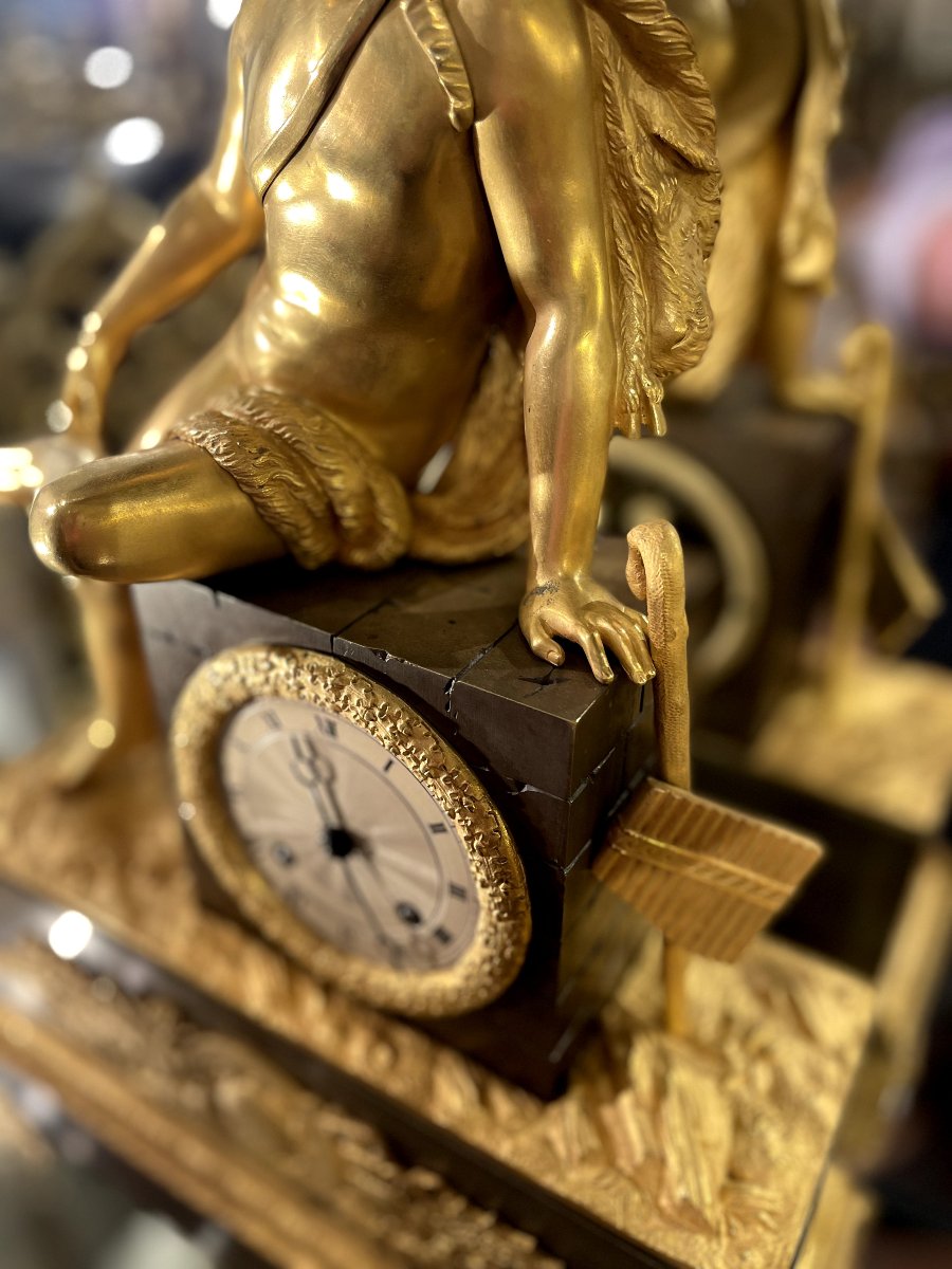 Pendule "Au tireur d'épine" bronze doré et patiné -photo-2