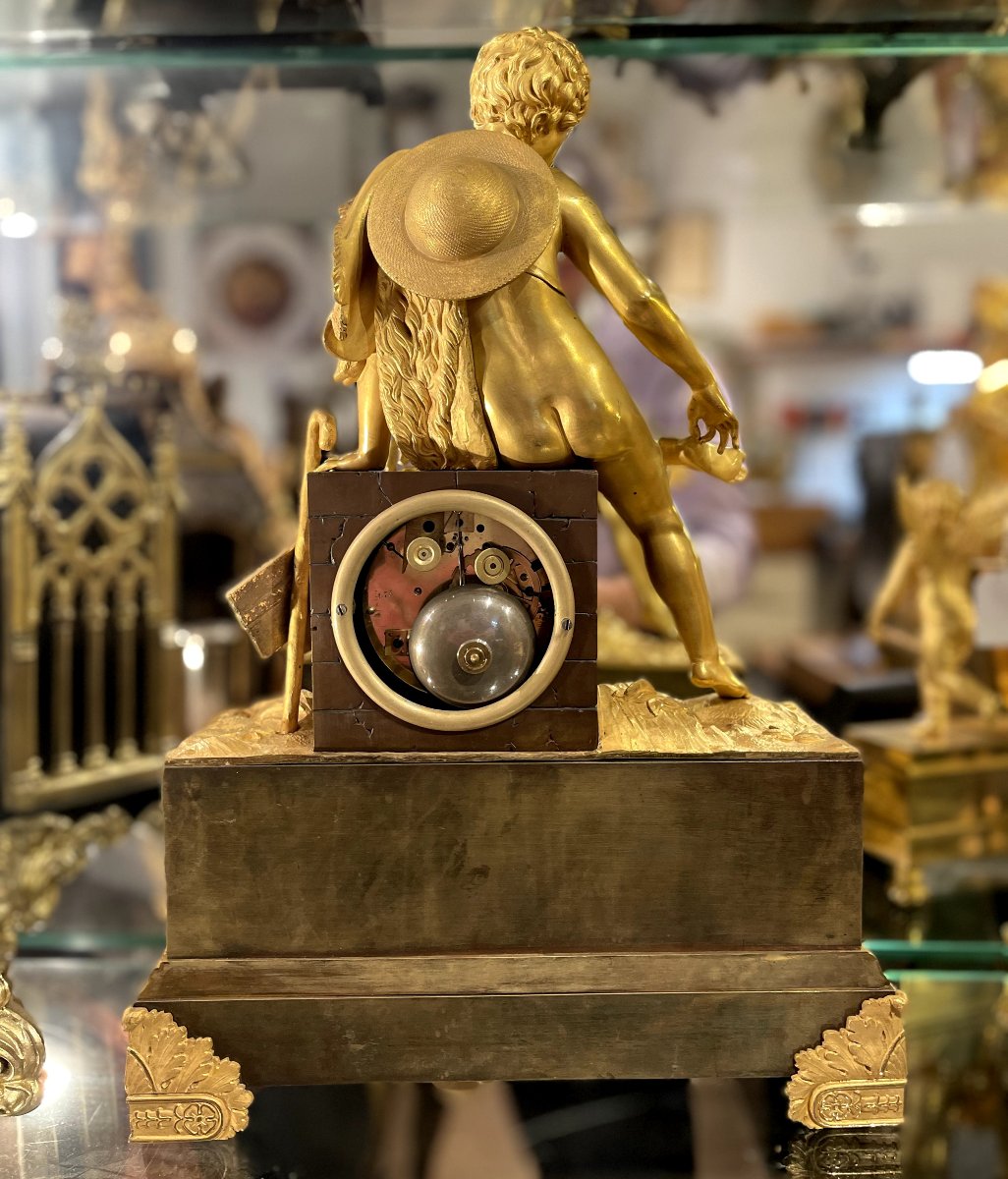 Pendule "Au tireur d'épine" bronze doré et patiné -photo-4