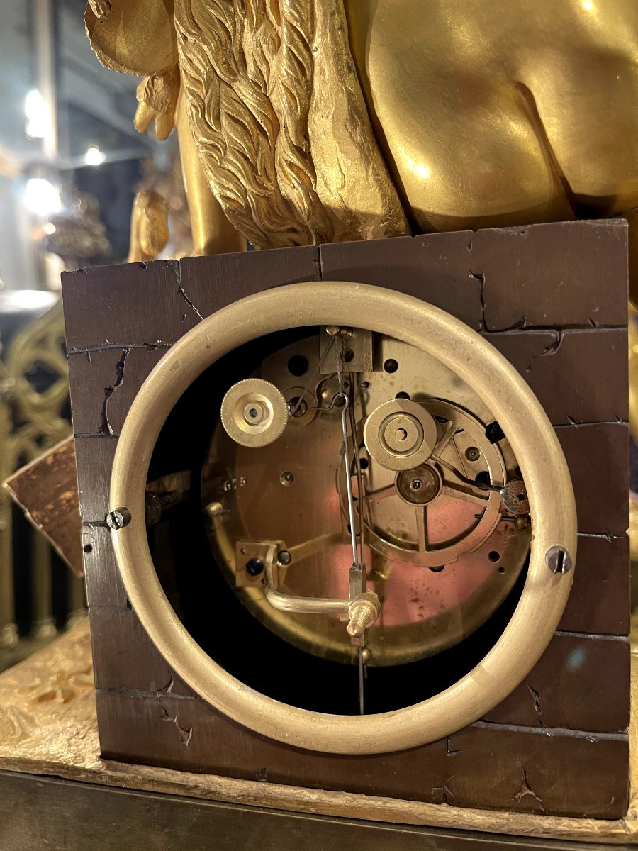 Pendule "Au tireur d'épine" bronze doré et patiné -photo-5