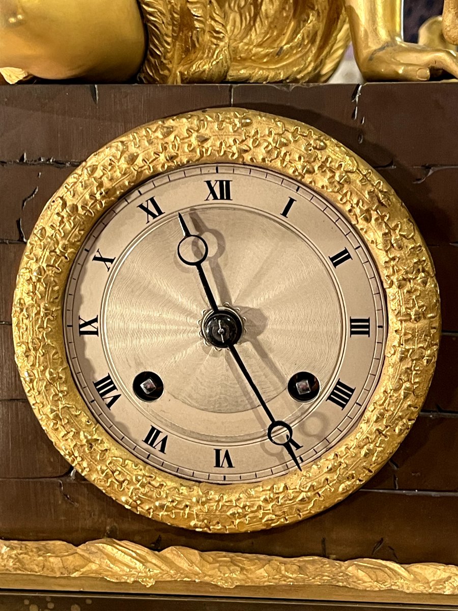 Pendule "Au tireur d'épine" bronze doré et patiné -photo-7