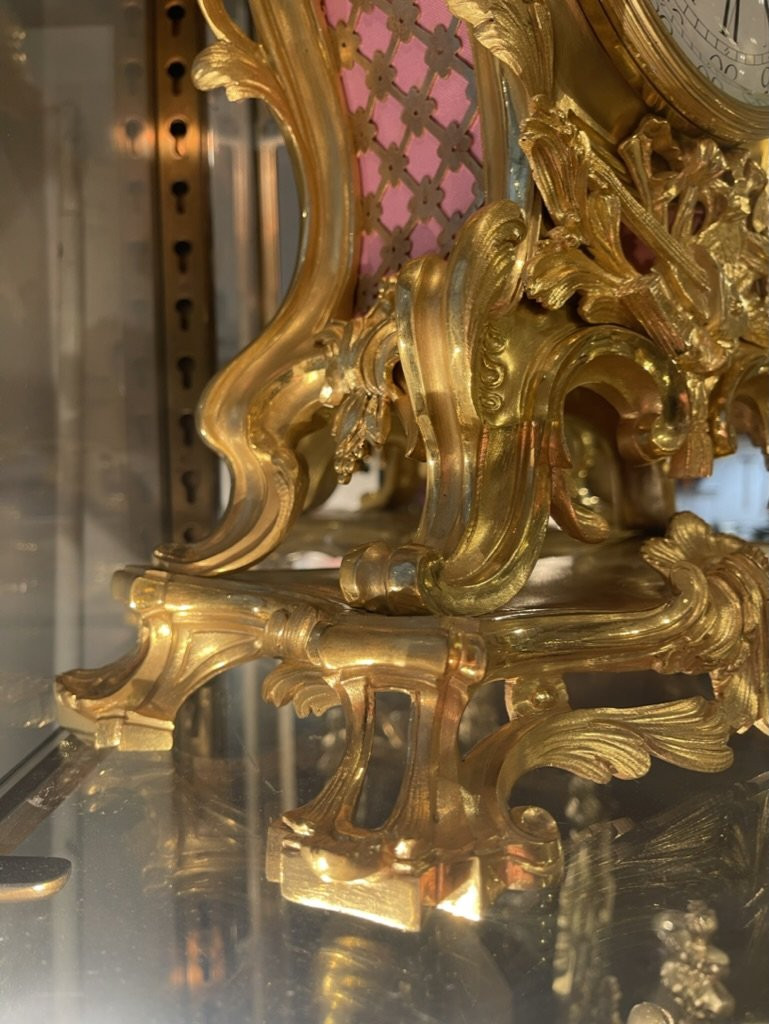 Grand cartel à poser en bronze doré style Louis XV -photo-3