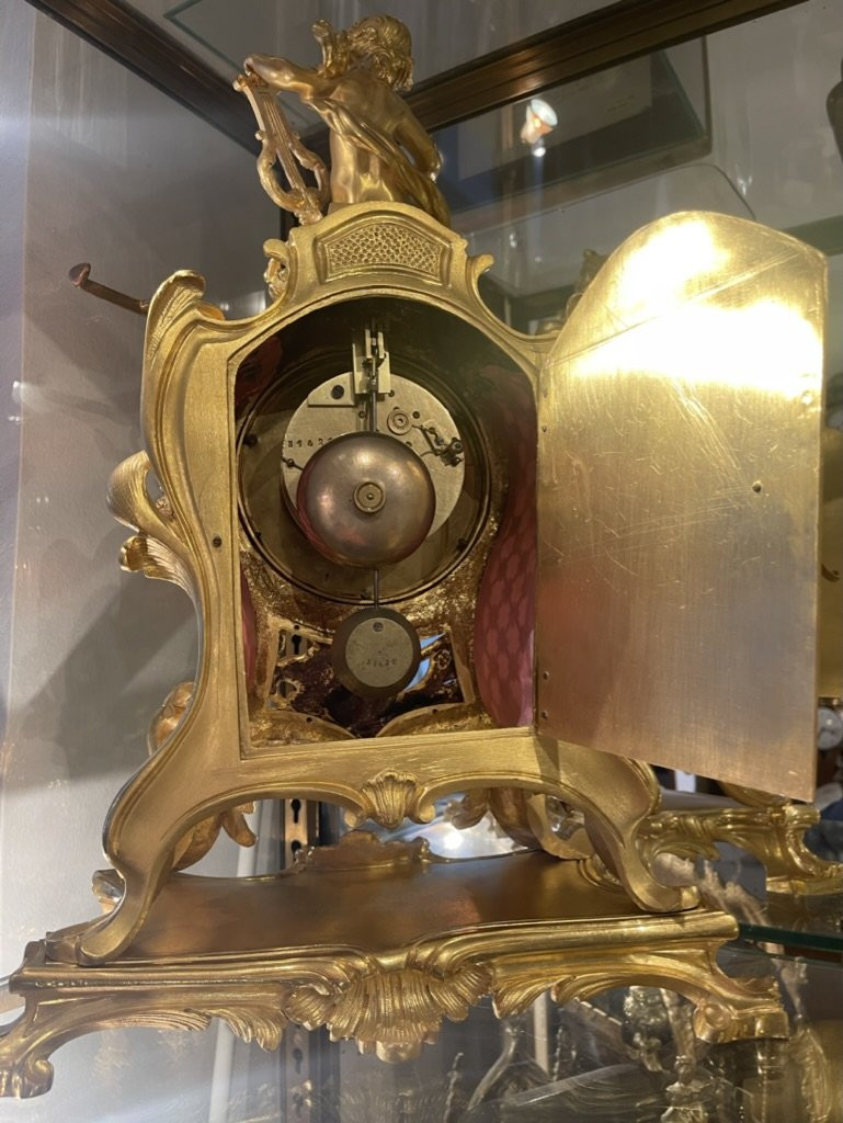 Grand cartel à poser en bronze doré style Louis XV -photo-5