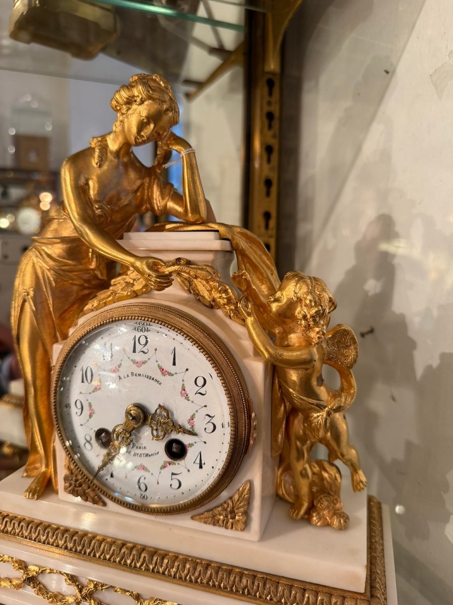 Louis XVI Style Clock "cupid And Psyche" Model By Vion-photo-3