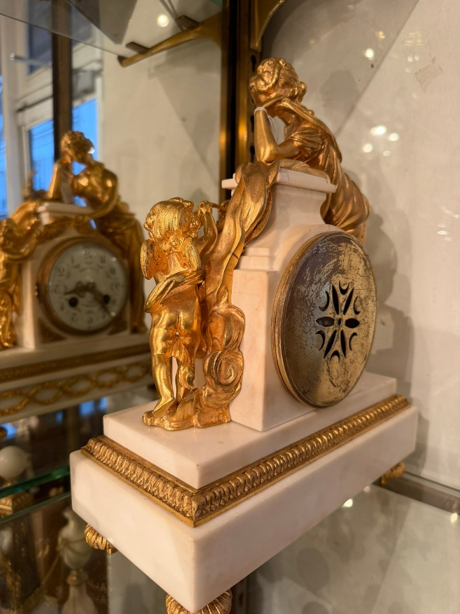 Louis XVI Style Clock "cupid And Psyche" Model By Vion-photo-4
