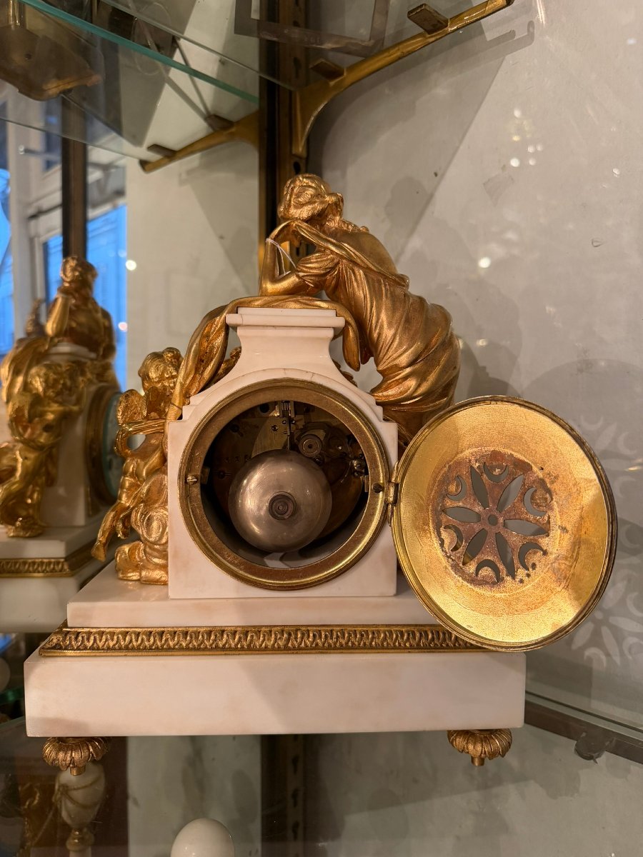 Louis XVI Style Clock "cupid And Psyche" Model By Vion-photo-3