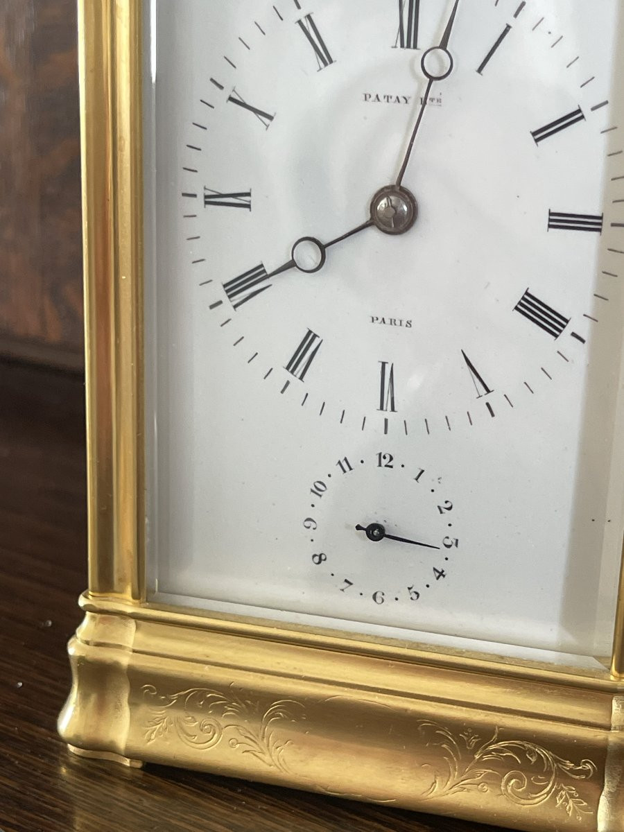 Travel Clock With Chime - Gilt Case - Serviced -photo-1