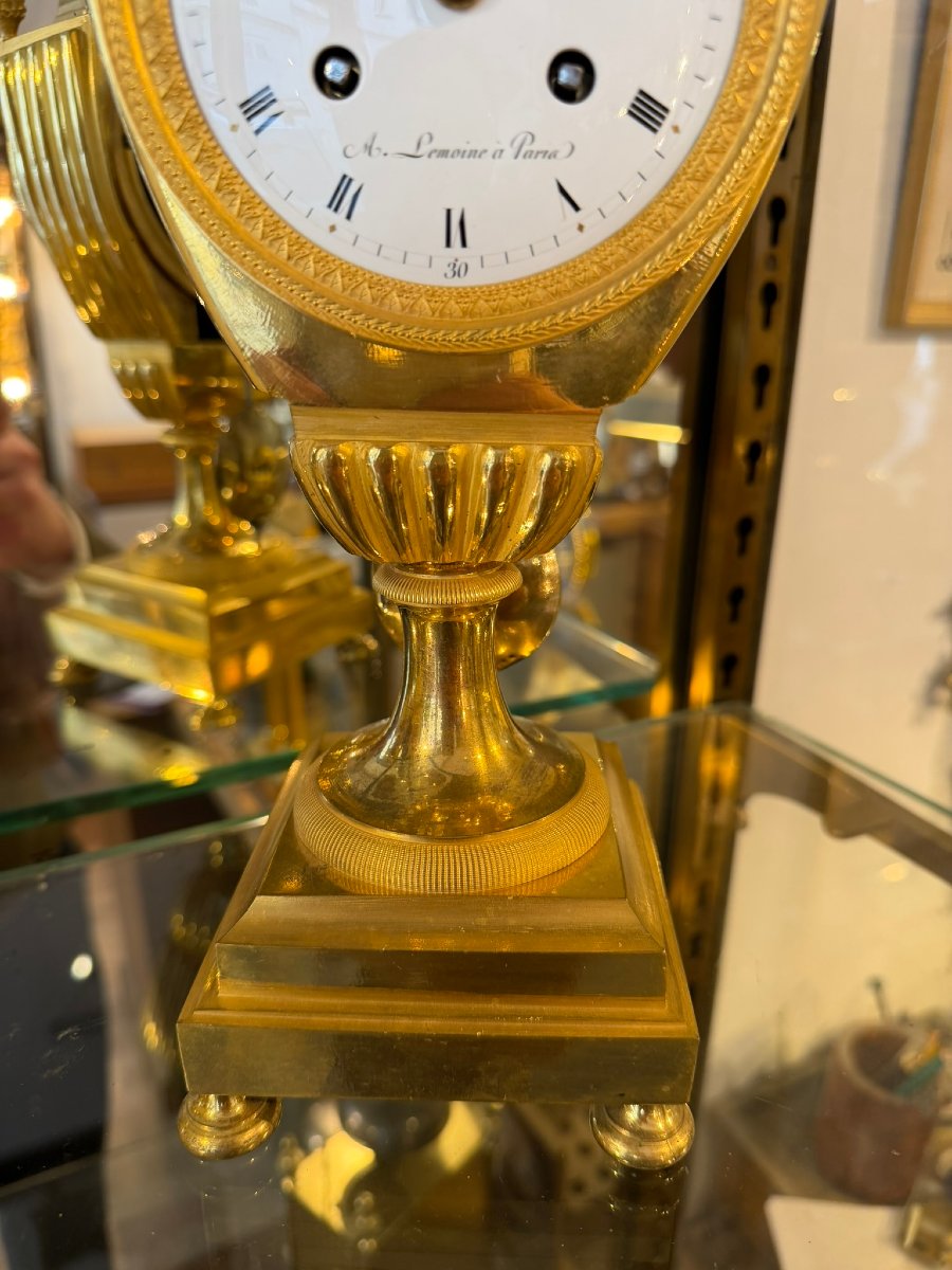 Gilt Bronze Shield-shaped Clock - Empire Period -photo-1