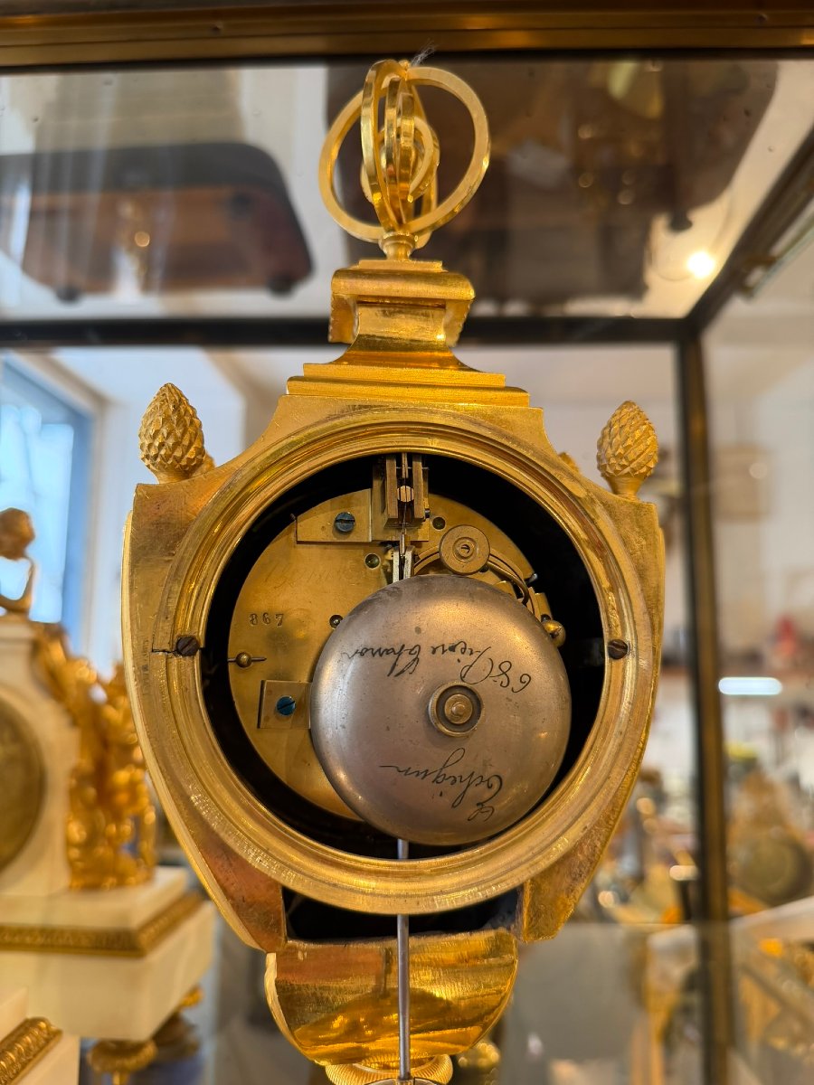 Gilt Bronze Shield-shaped Clock - Empire Period -photo-3