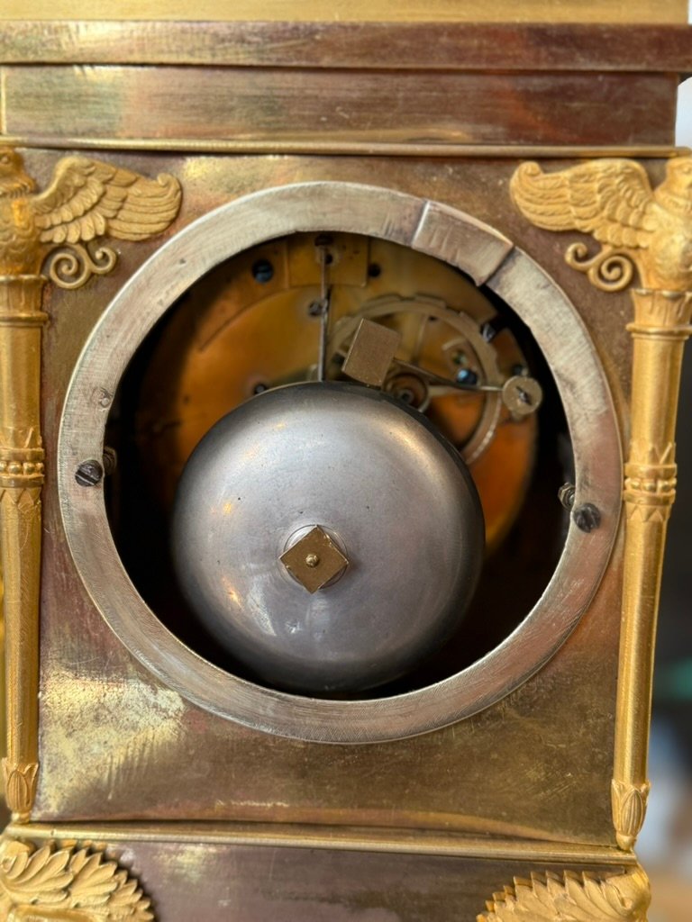 Small Empire-style Table Clock - Gilded Bronze-photo-2