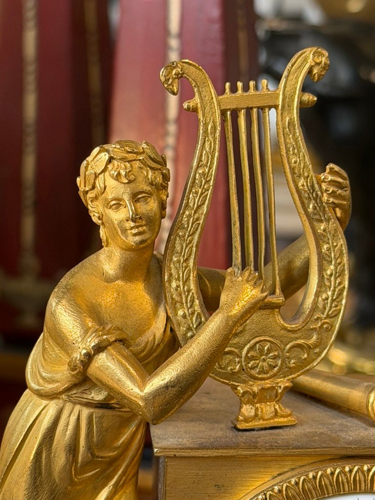 Pendulette de bureau Empire - Apollon à la lyre-photo-2