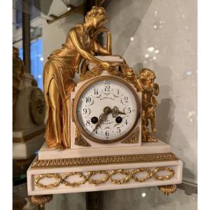 Louis XVI Style Clock "cupid And Psyche" Model By Vion
