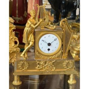 Empire-style Desk Clock - Apollo With A Lyre