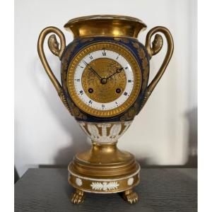 Parisian Porcelain Clock Shaped Like A Vase