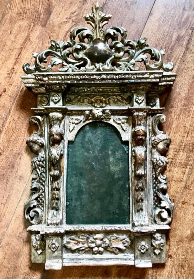Miroir Renaissance Italienne Argenté Du XVIeme Siècle -photo-2