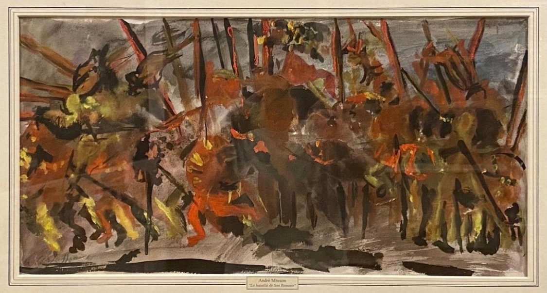 André Masson - La Bataille De San Romano - Gouache Et Aquarelle -photo-2