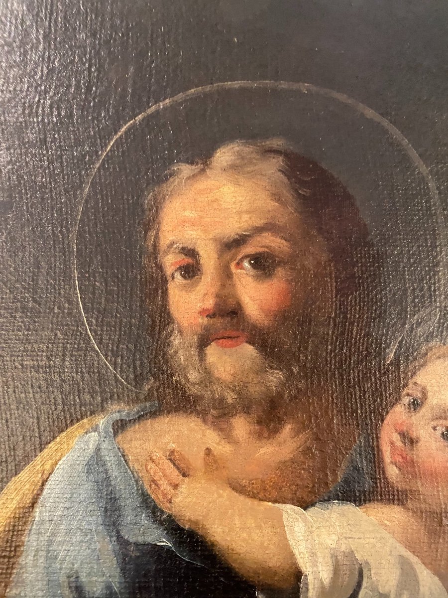 Saint Joseph Et L’enfant Jesus - XVIIeme Siecle-photo-3