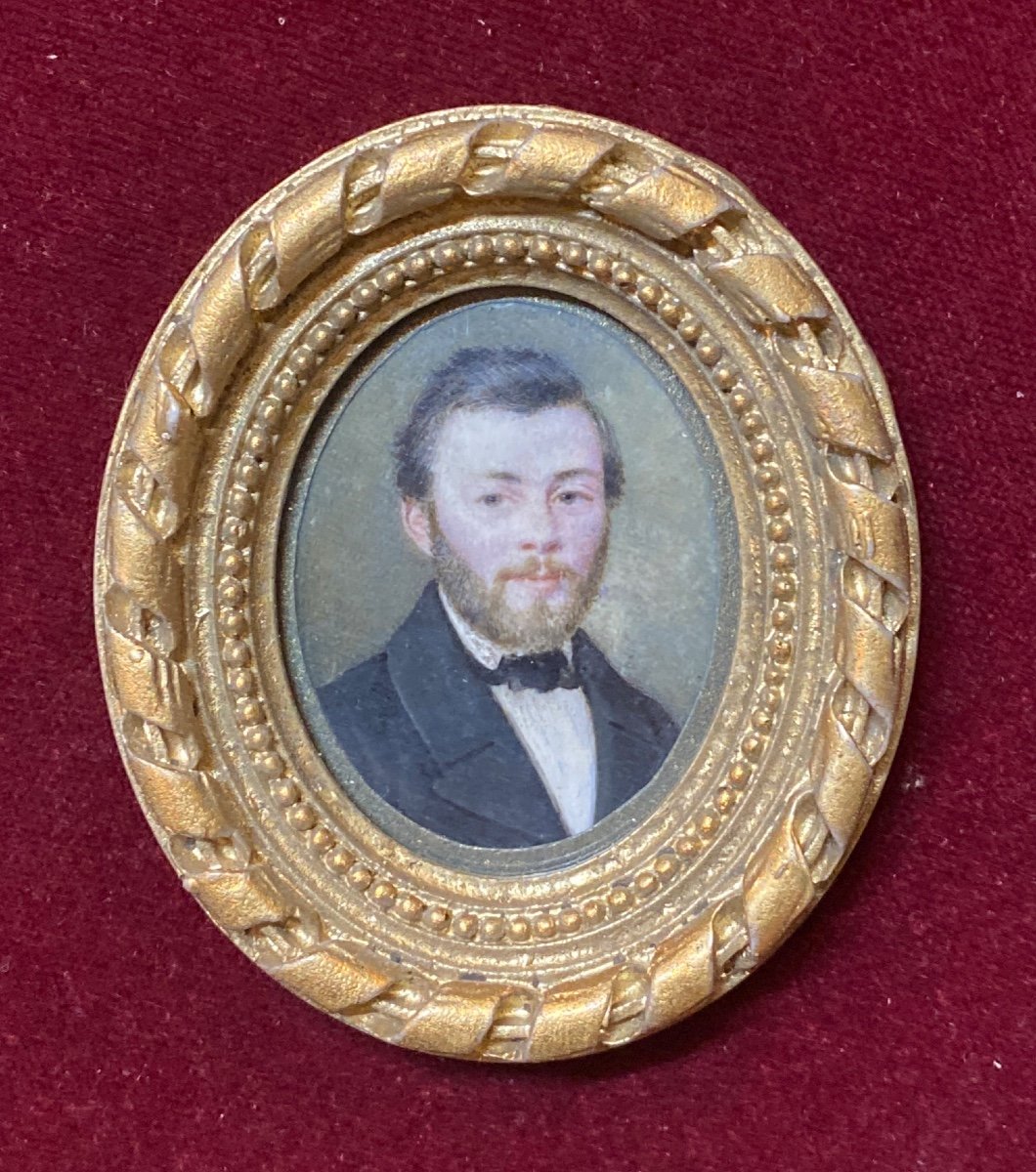 Miniature - Portrait On Ivory - 19th Century