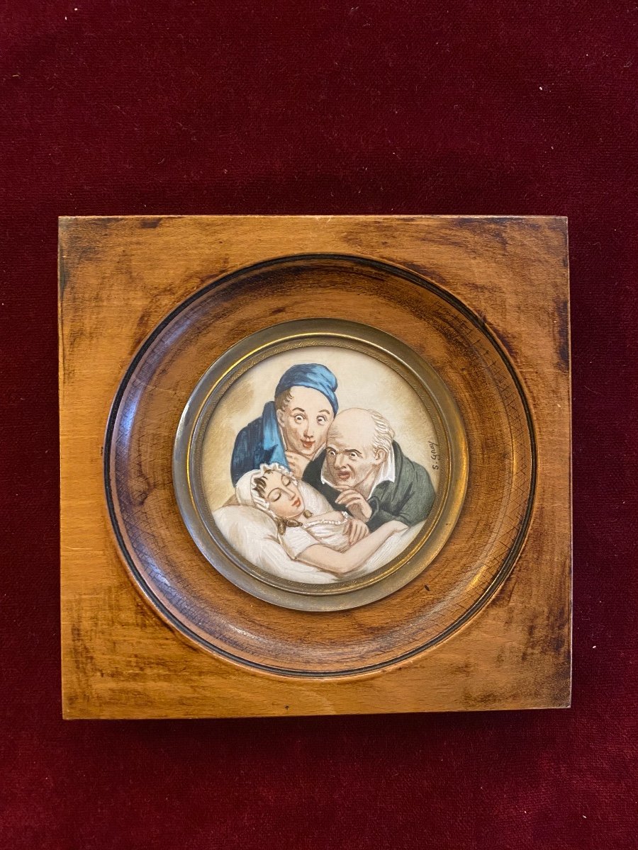 Four Miniatures On Ivory After Boilly - 19th Century-photo-2