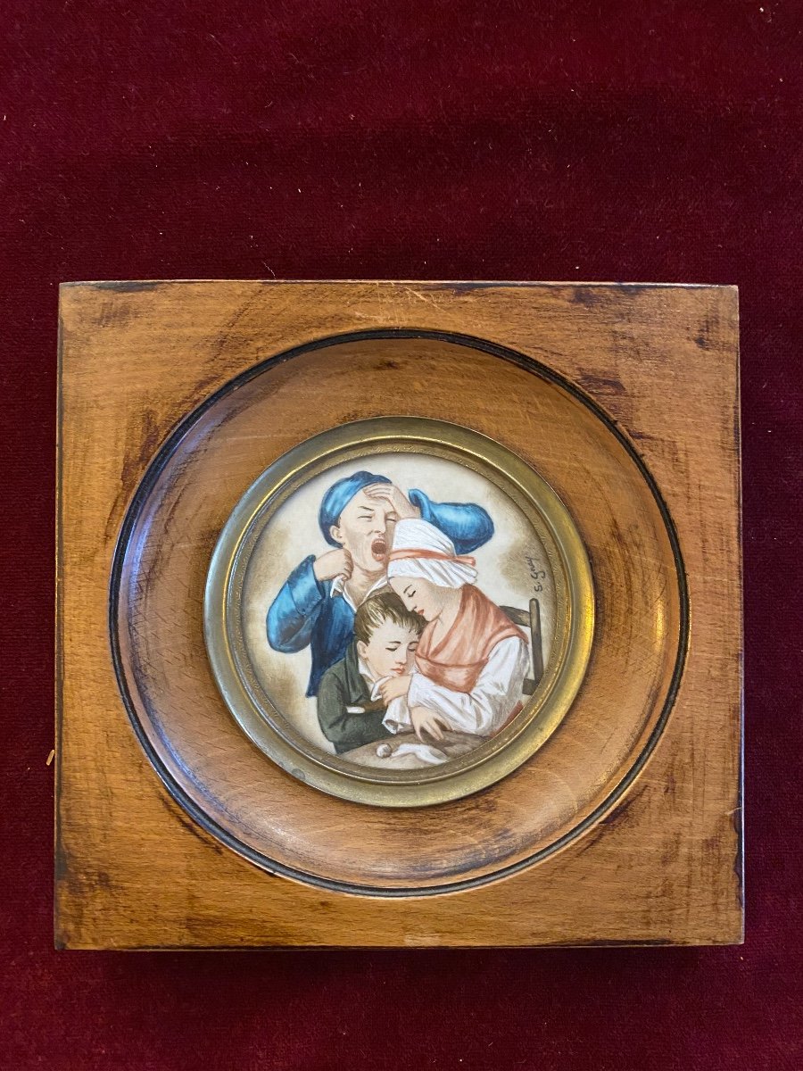 Four Miniatures On Ivory After Boilly - 19th Century-photo-4