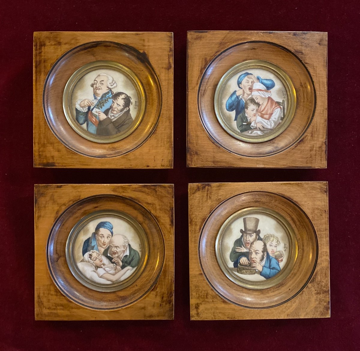 Four Miniatures On Ivory After Boilly - 19th Century