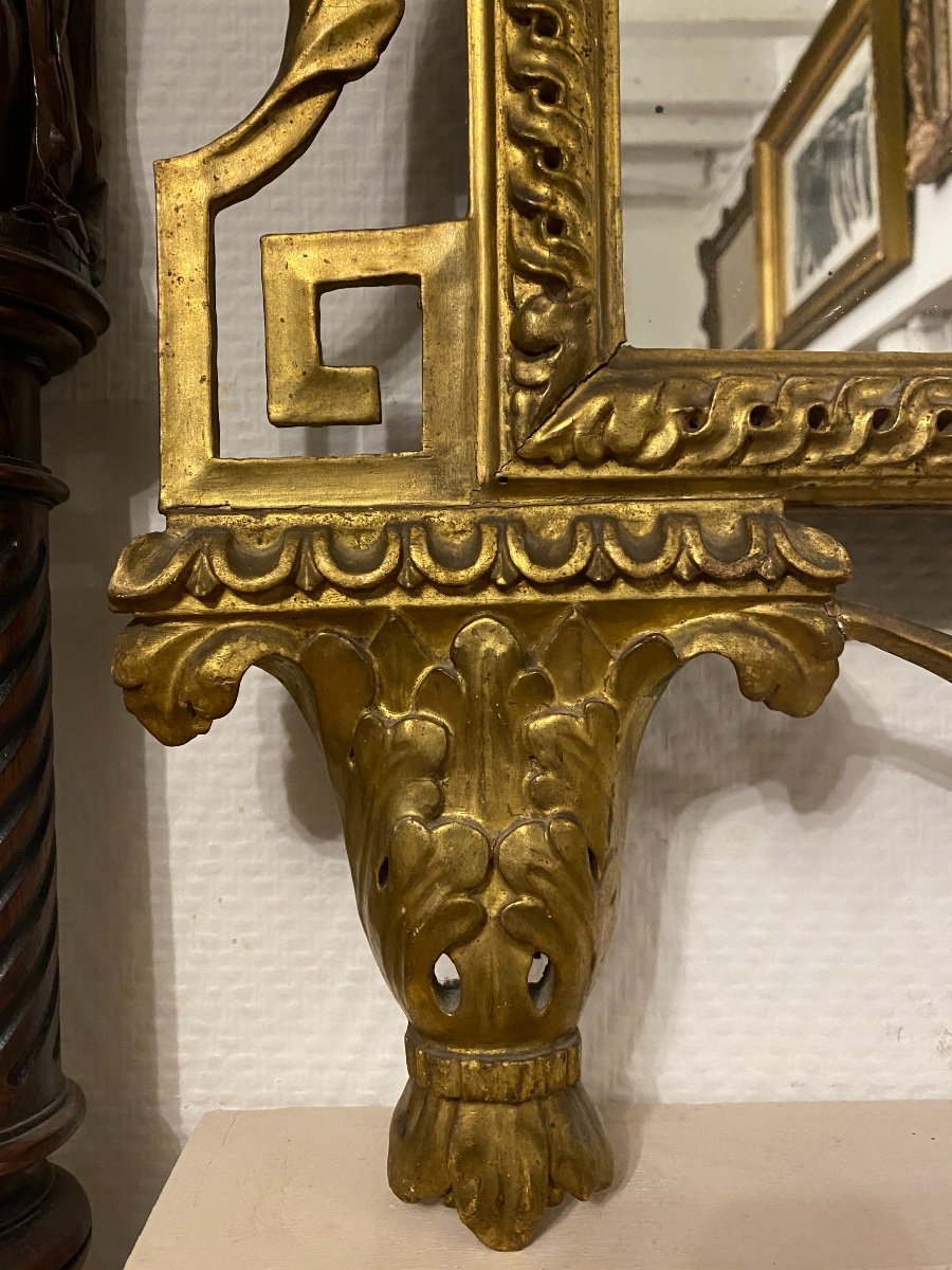 Large Venetian Mirror In Golden Wood From The 18th Century-photo-3
