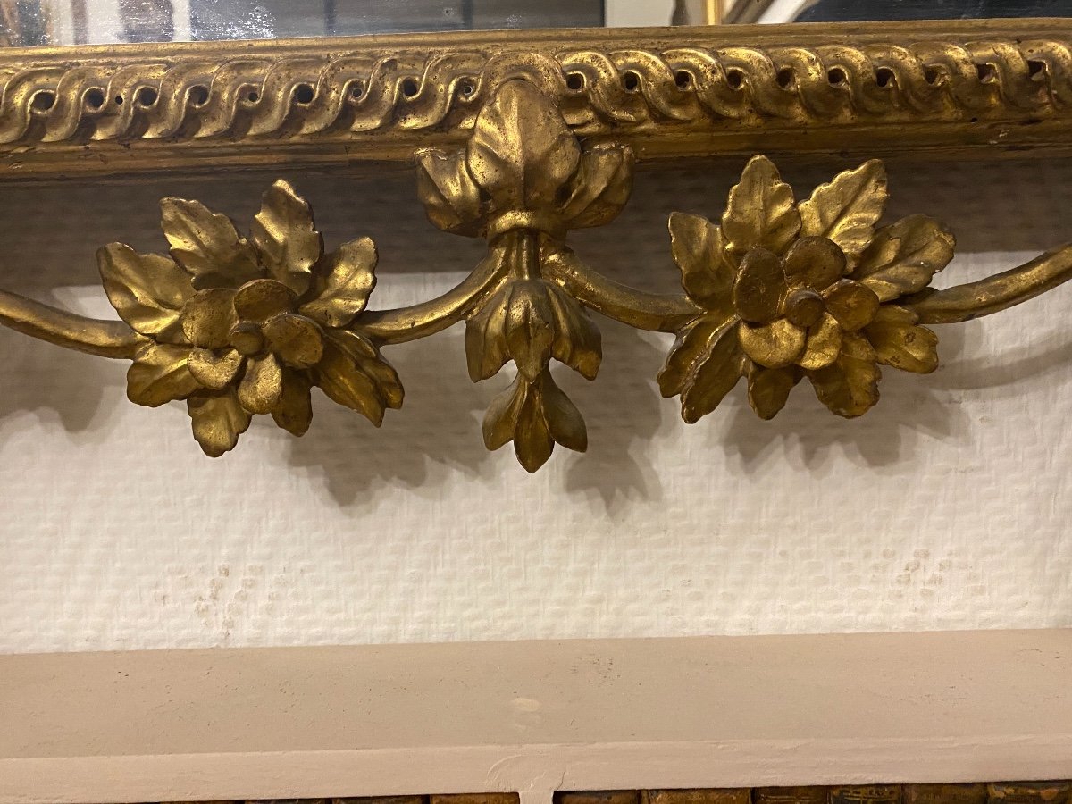 Large Venetian Mirror In Golden Wood From The 18th Century-photo-4