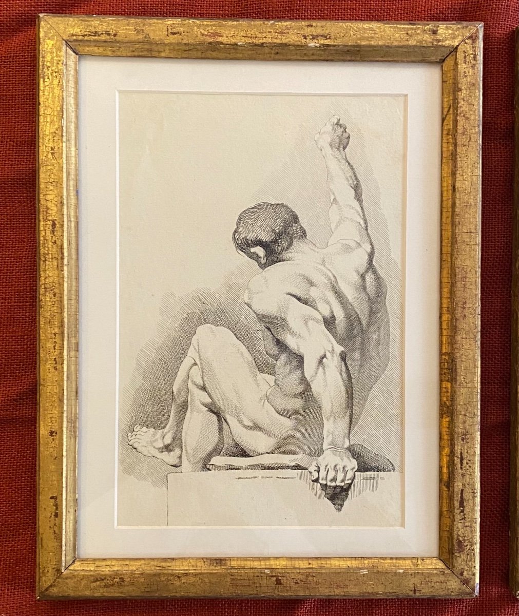 Paire De Gravure académiques Anatomique De Benoît Louis Prévost -  D’après Fragonard Et Rubens -photo-2