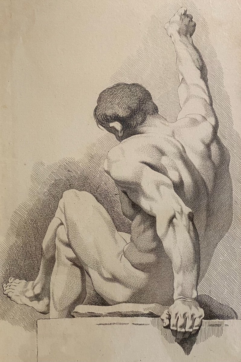 Paire De Gravure académiques Anatomique De Benoît Louis Prévost -  D’après Fragonard Et Rubens -photo-1