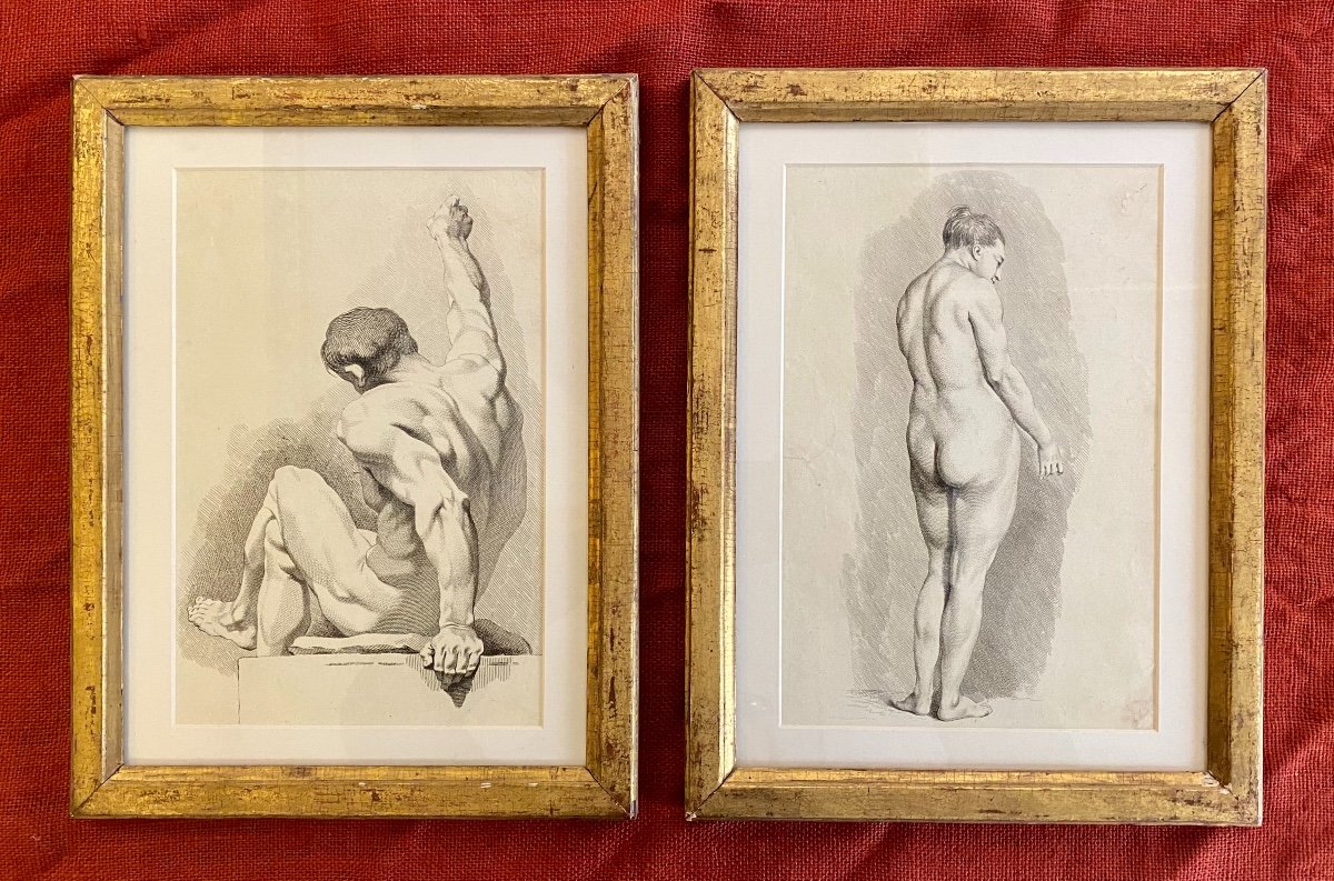 Paire De Gravure académiques Anatomique De Benoît Louis Prévost -  D’après Fragonard Et Rubens 