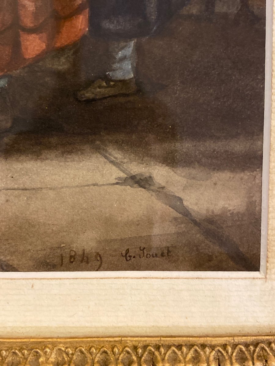 Gouache - Grand Mère Et Ses Petits Enfants - 1849 G.jouet-photo-4